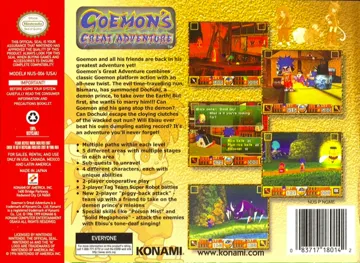 Goemon's Great Adventure (USA) box cover back